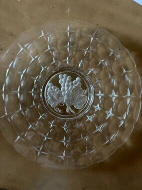 Vintage Indian Frosted Grape Glass Constellation 14" Platter-Used as Display